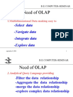 Need of OLAP: - Select Data - Navigate Data - Integrate Data - Explore Data