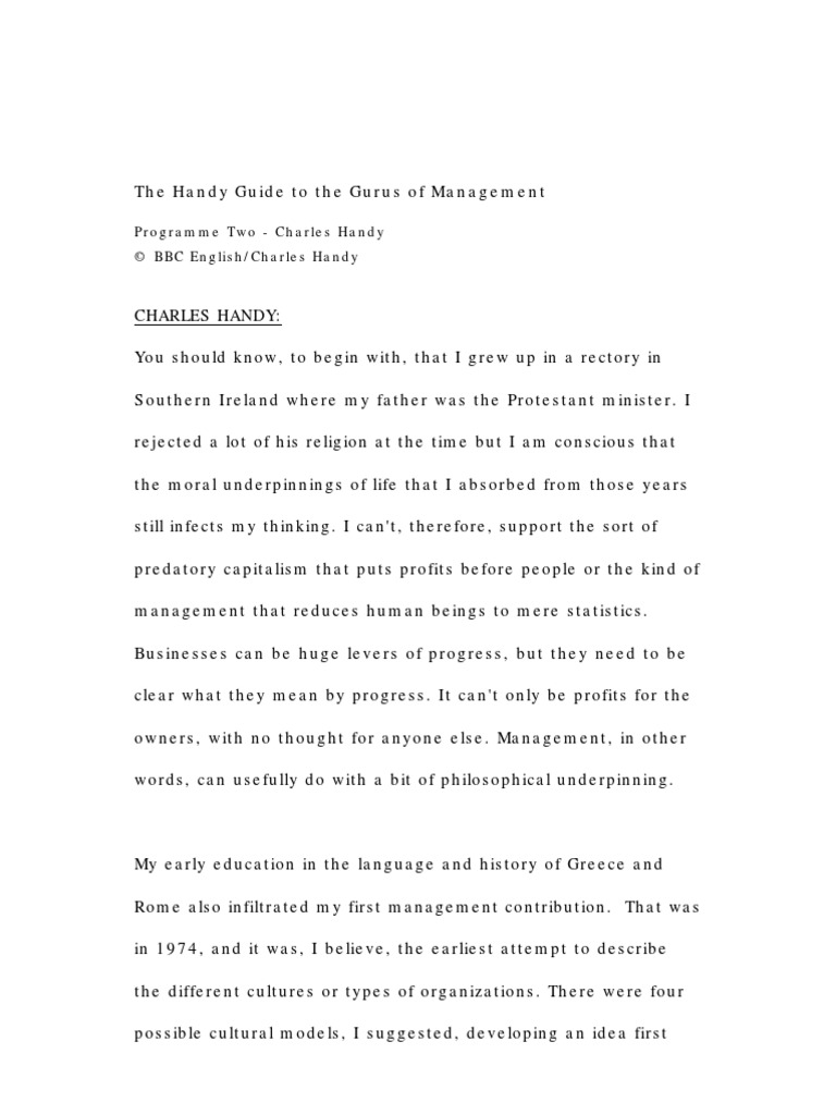 The Handy Guide To The Gurus of Management: Programme Two - Charles ...