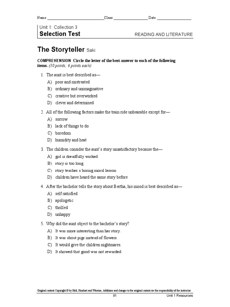 The Story Teller Test PDF | PDF | Narration