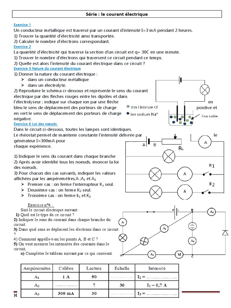Comment Representer Le Courant Electrique Sur Un Schema En Serie Série Courant Electrique | PDF | Courant électrique | Électricité