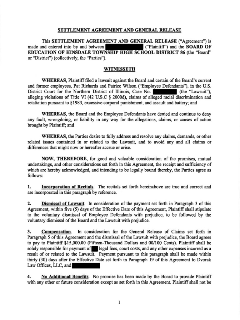 District 86 Settlement Agreement | PDF