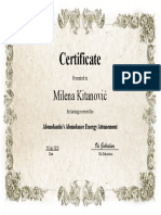 Certificate: Milena Kitanović