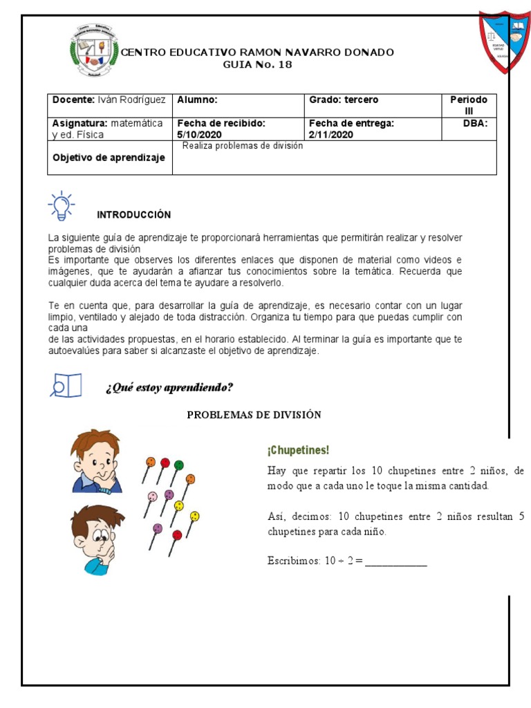 Problemas de División para 3° Grado | PDF | Aprendizaje | Modificación ...