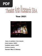 Theatre Arts Research SBA Cover Page