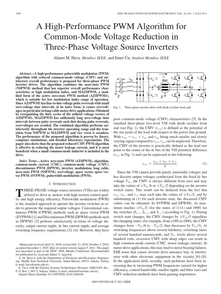 A High-Performance PWM Algorithm PDF | PDF | Power Inverter | Power ...