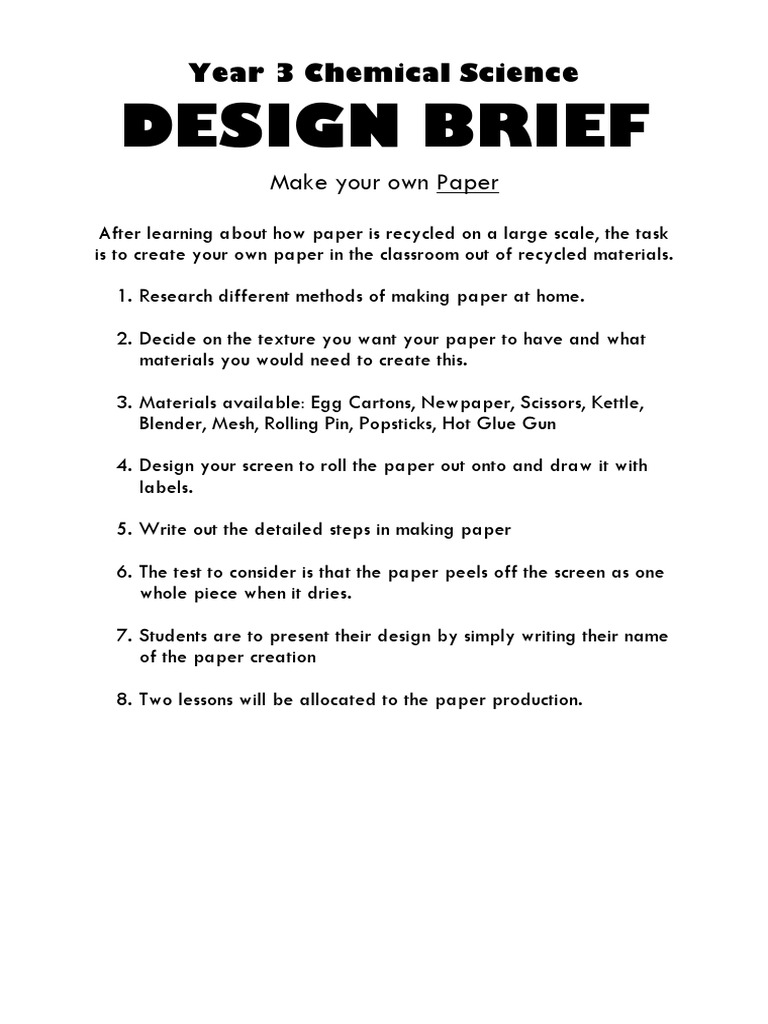 Design Brief for Paper Creation Project | PDF