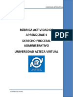 Rúbrica Actividad 4 Derecho Procesal Fiscal