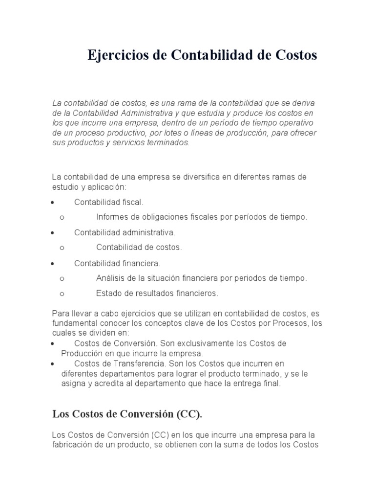 Ejercicios Prácticos de Costos | PDF | Contabilidad de costos ...