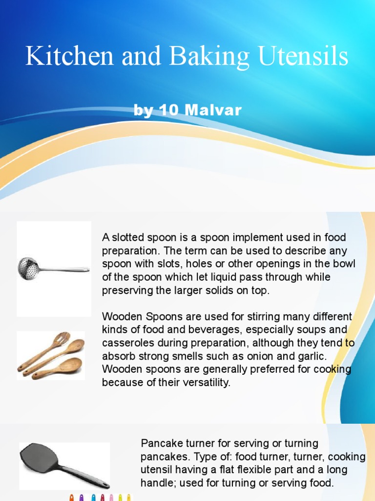 Kitchen and Baking Utensils | PDF | Cookware And Bakeware | Kitchen Utensil