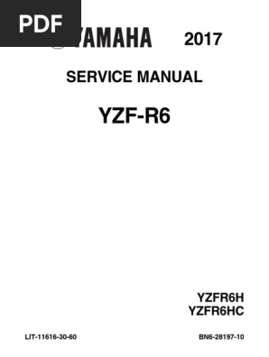 2016 Yamaha YZF R6 Service Shop Repair Workshop Manual