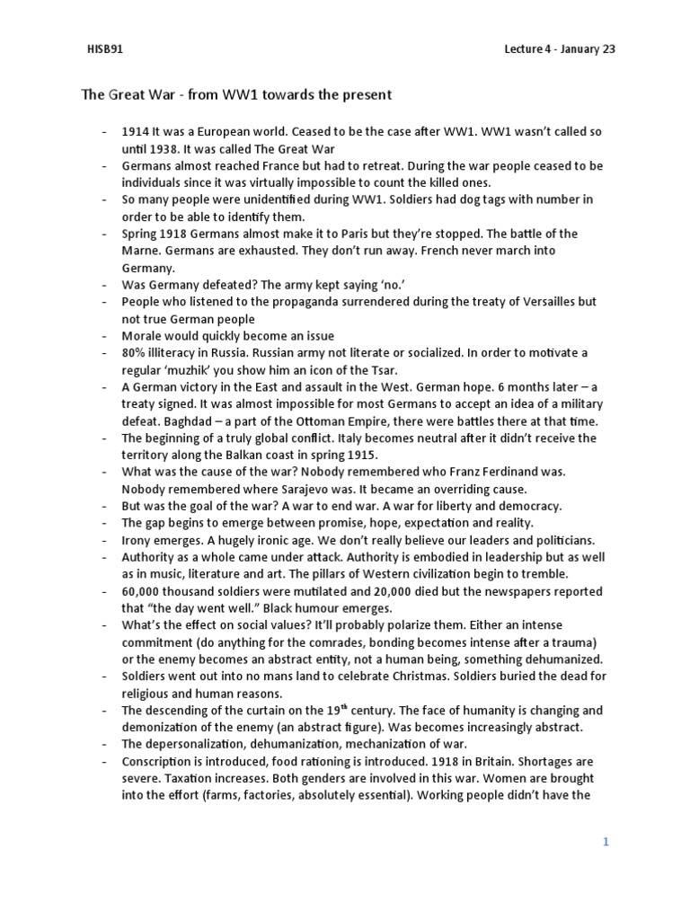 Impact of WW1 on Society and Politics | PDF | World War I | German Empire