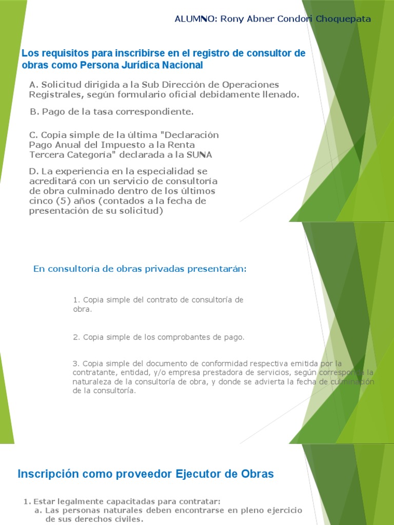 Requisitos para Consultores de Obras en Perú | PDF | Impuesto sobre la ...