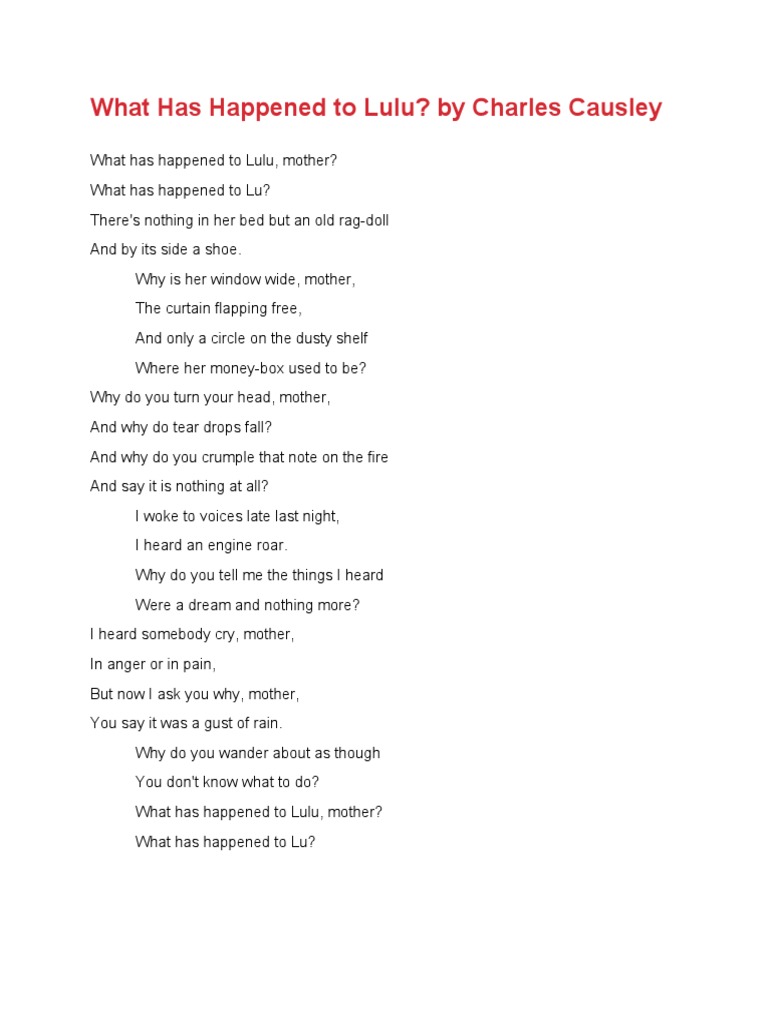 What Has Happened To Lulu - Revision | PDF