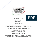 Modulo 15 Unidad 1 Sesion 2 Fundamentos Del Derecho Internacional Privado Actividad 1, 2 E Integradora Veronica Rosales Basurto