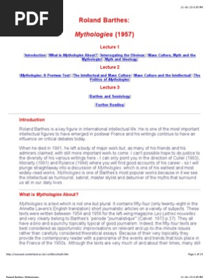 Mythologies Cultural Studies Ideologies