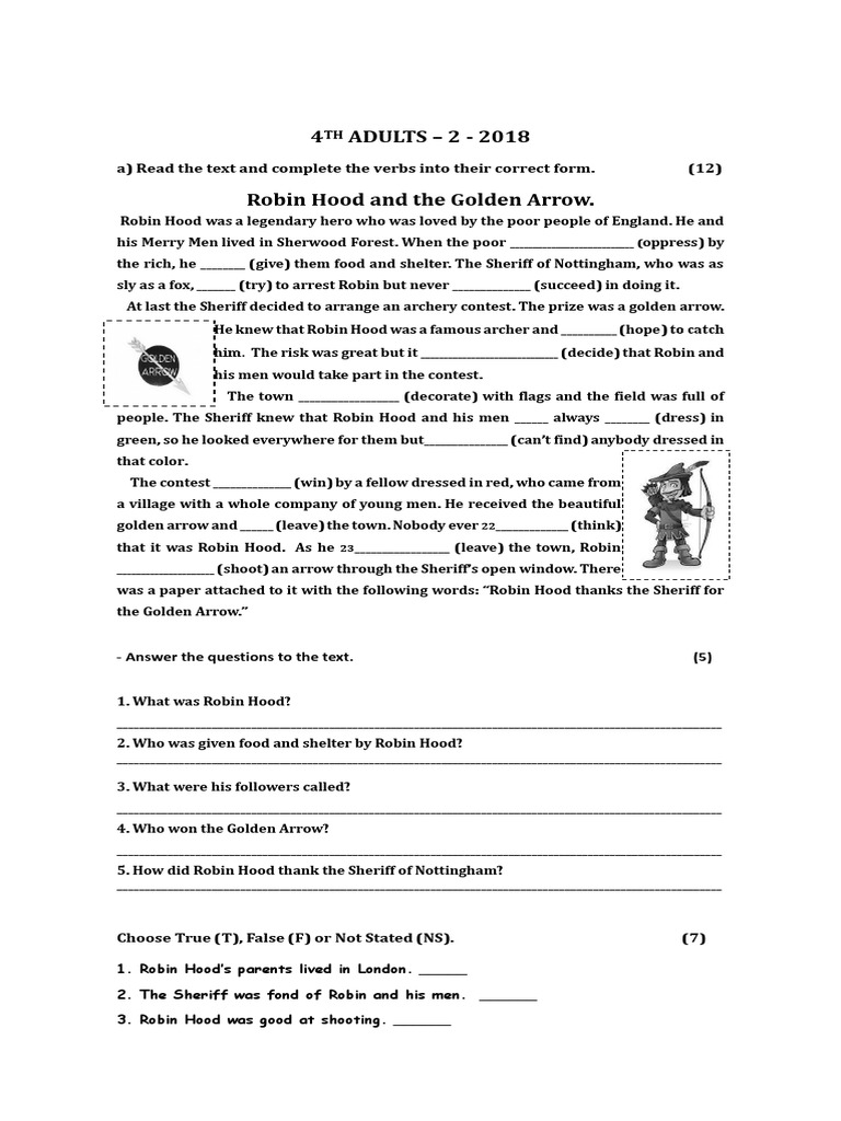 4TH ADULTS.2.docx - pdf2018 | PDF | Robin Hood | Archery