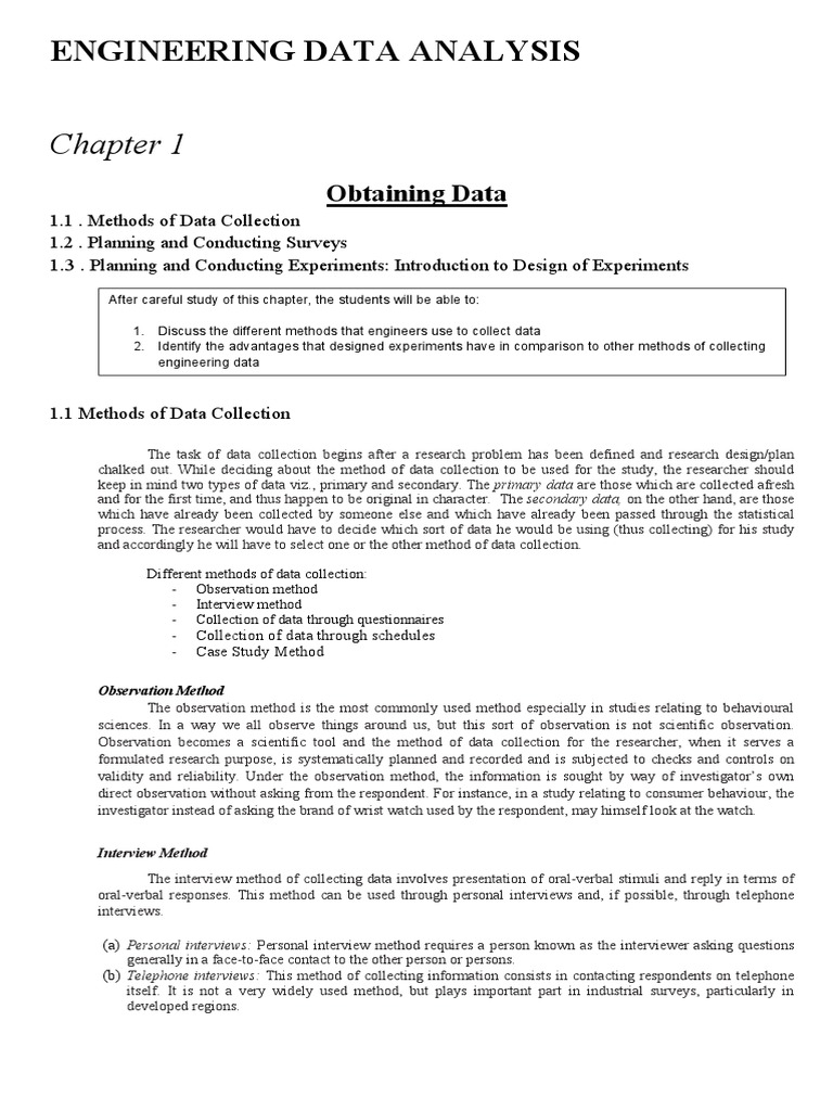 Engineering Data Analysis Pdf Experiment Survey Methodology