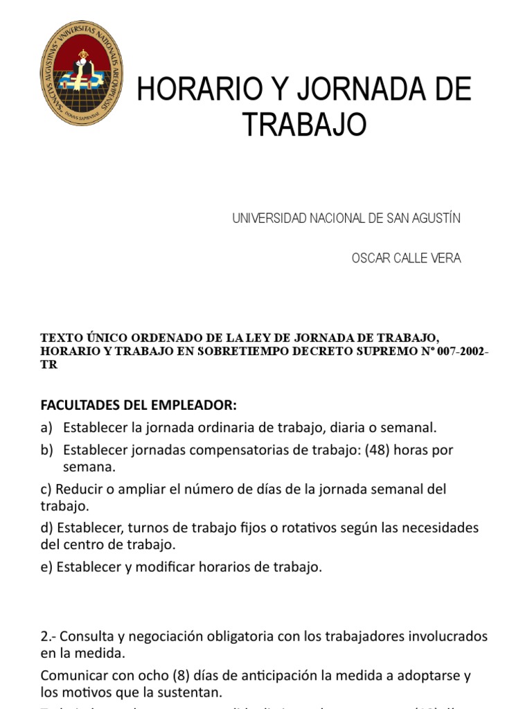Horario y Jornada Laboral en Perú | PDF | Tiempo de trabajo | Gobierno