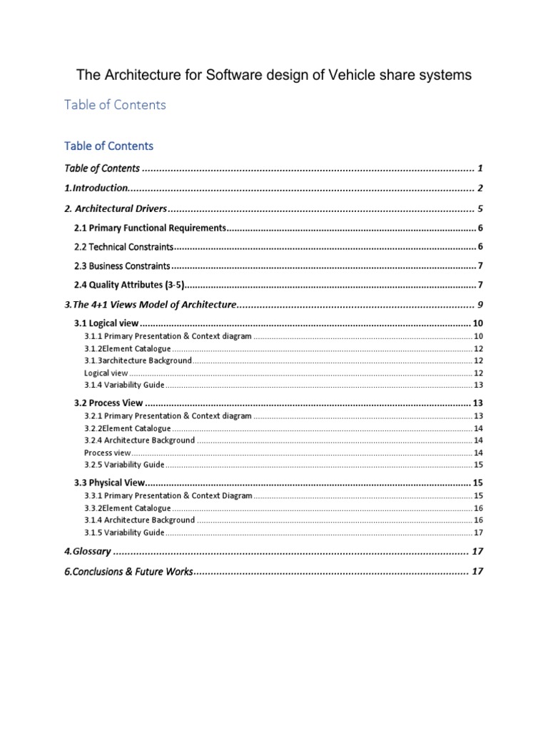 The Architecture For Software Design of Vehicle Share Systems | PDF ...