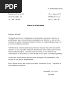 Mdele lettre de motivation et CV