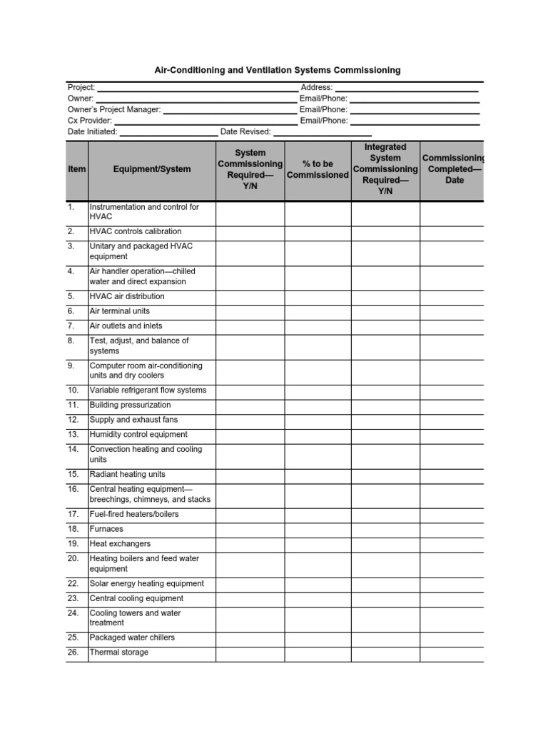 HVAC Commissioning Report Template | PDF | Air Conditioning | Heat Transfer