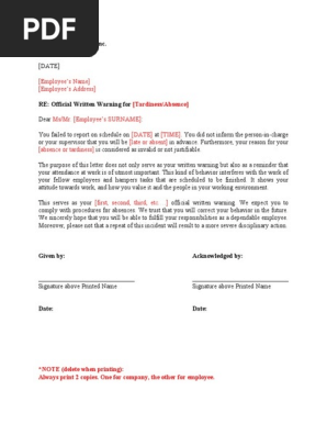 Official Written Warning