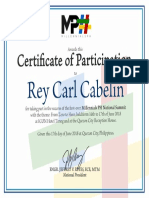 Certificate of Appreciation For Mr. Cabelin