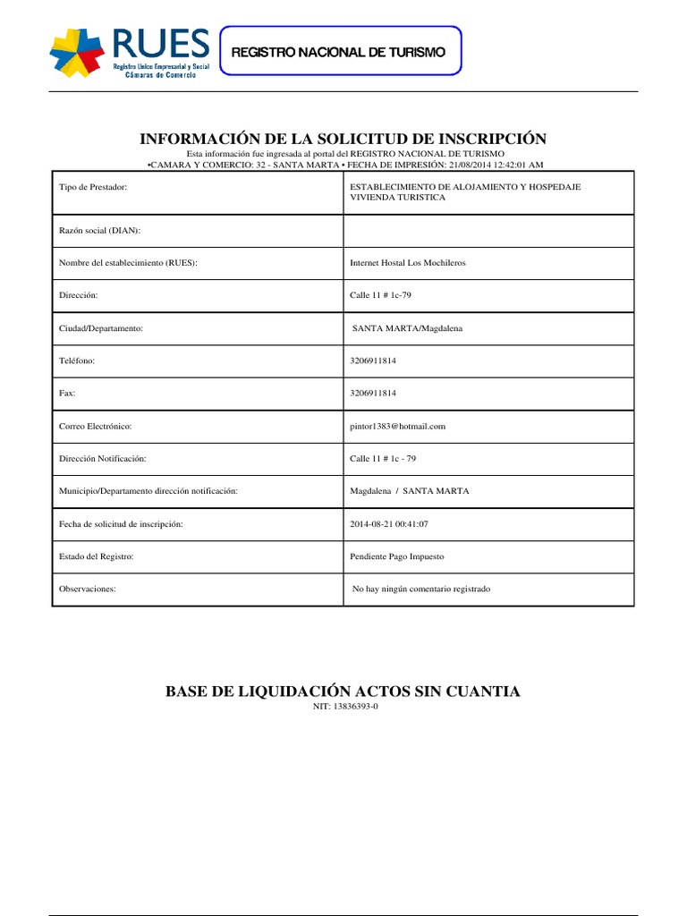 Solicitud RNT | PDF