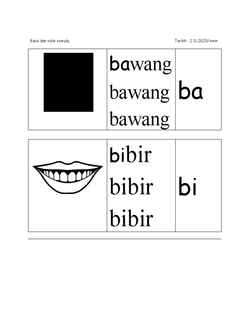 Latihan Suku Kata Ba Bi Bu | PDF