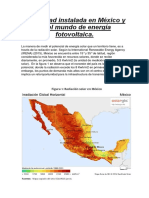 Capacidad instalada en México y en el mundo de energía fotovoltaica