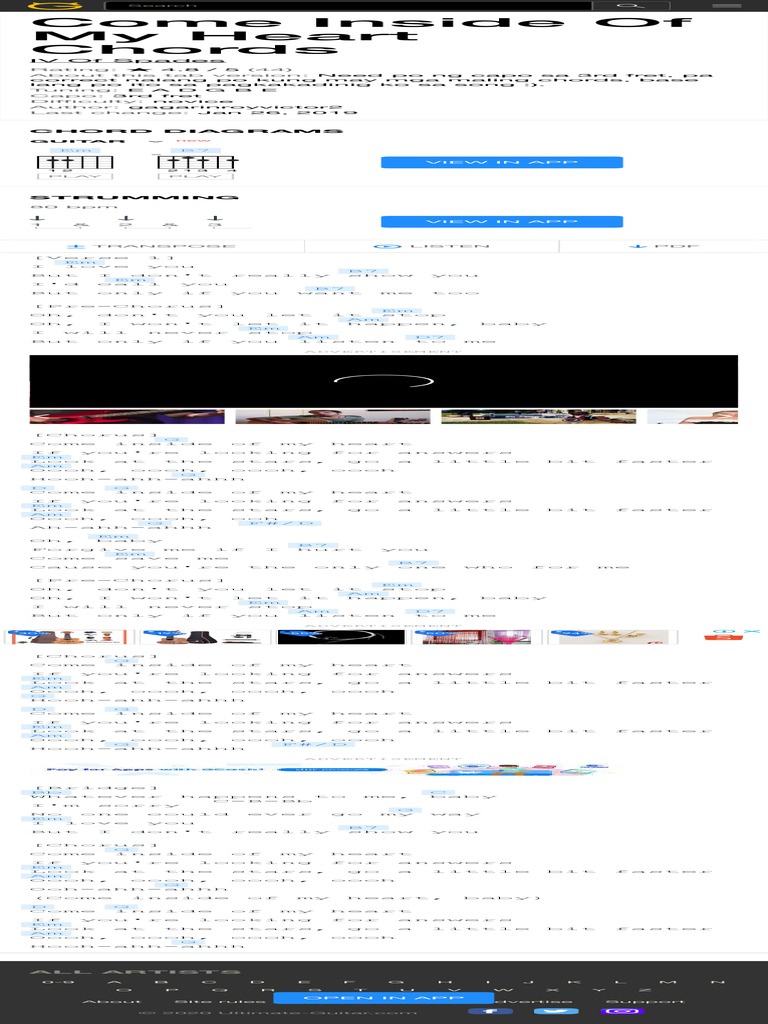 Come Inside of My Heart Chords Chord Diagrams PDF Song Structure