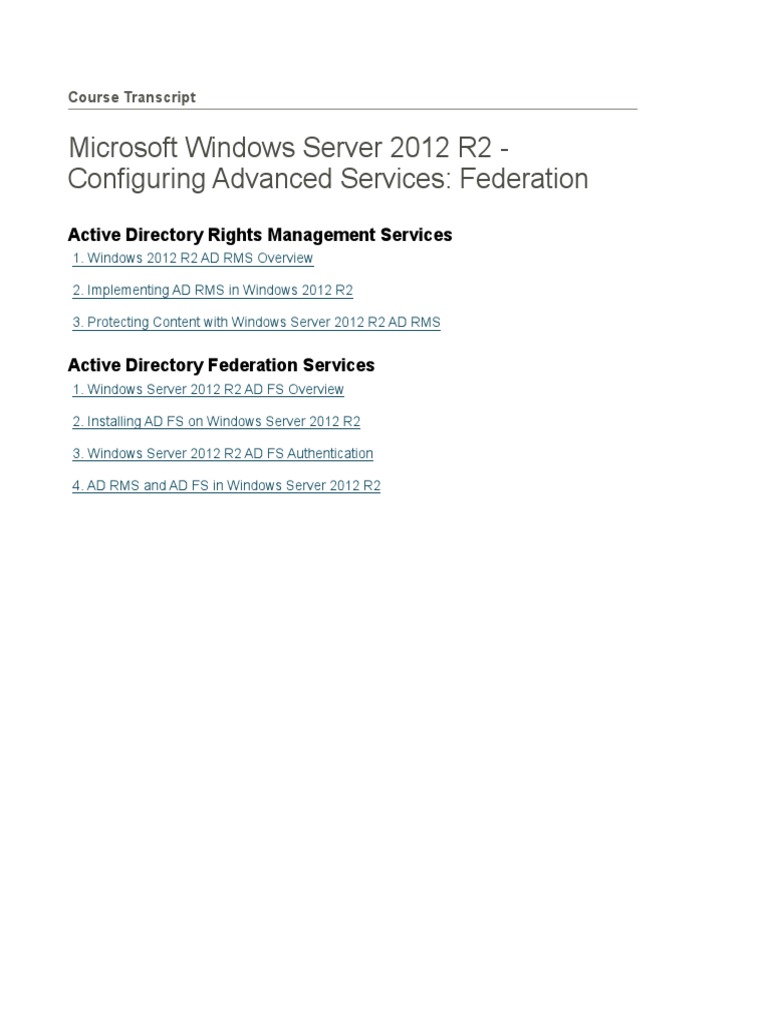 Microsoft Windows Server 2012 R2 - Configuring Advanced Services ...