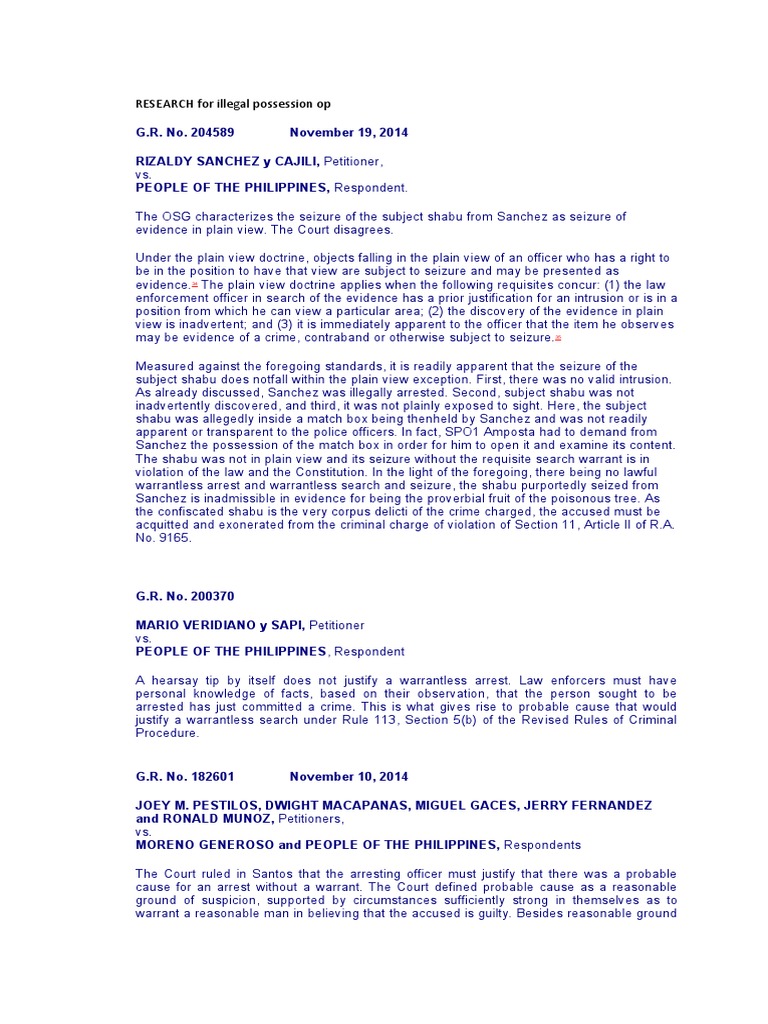 Illegal Arrest and Evidence Seizure | PDF | Search Warrant | Probable Cause