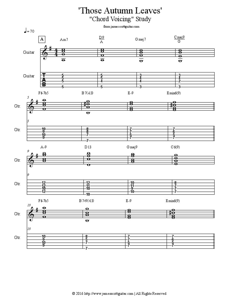 Autumn Leaves - Chord Voicing Study (PDF) v.2 | PDF | Elements Of Music ...