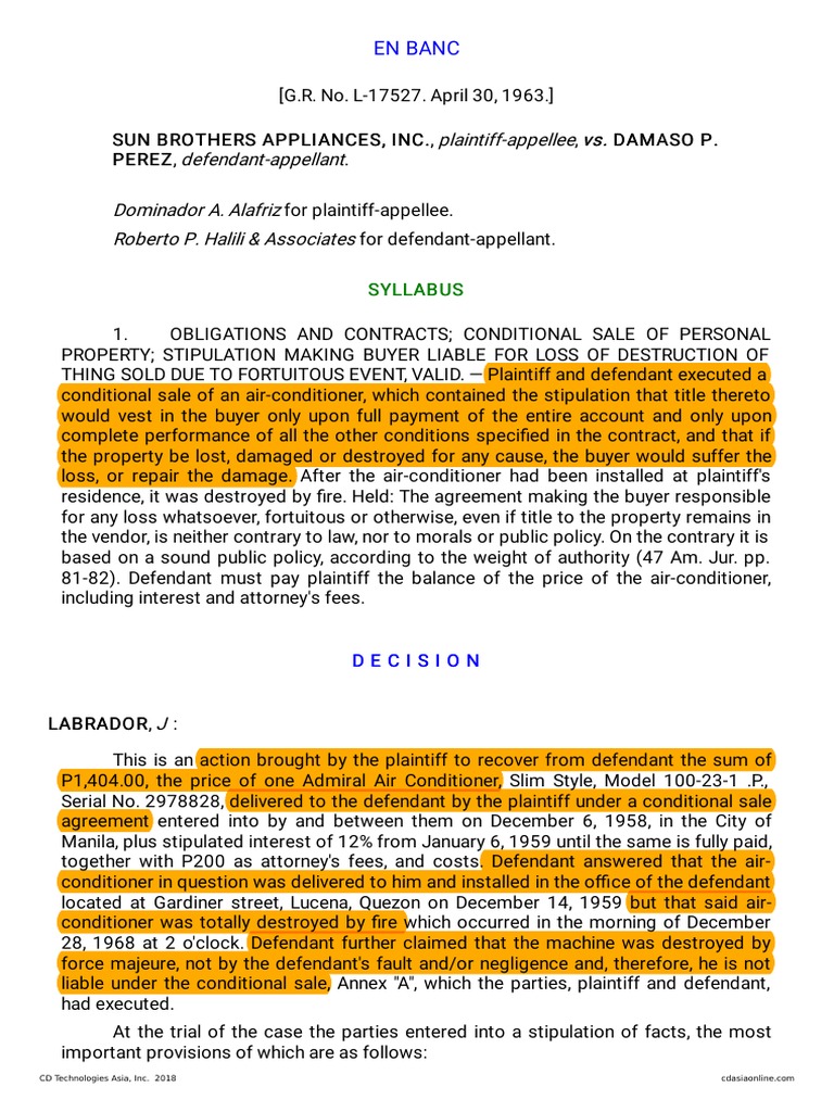 Conditional Sale Liability Ruling | PDF | Public Policy Doctrine ...