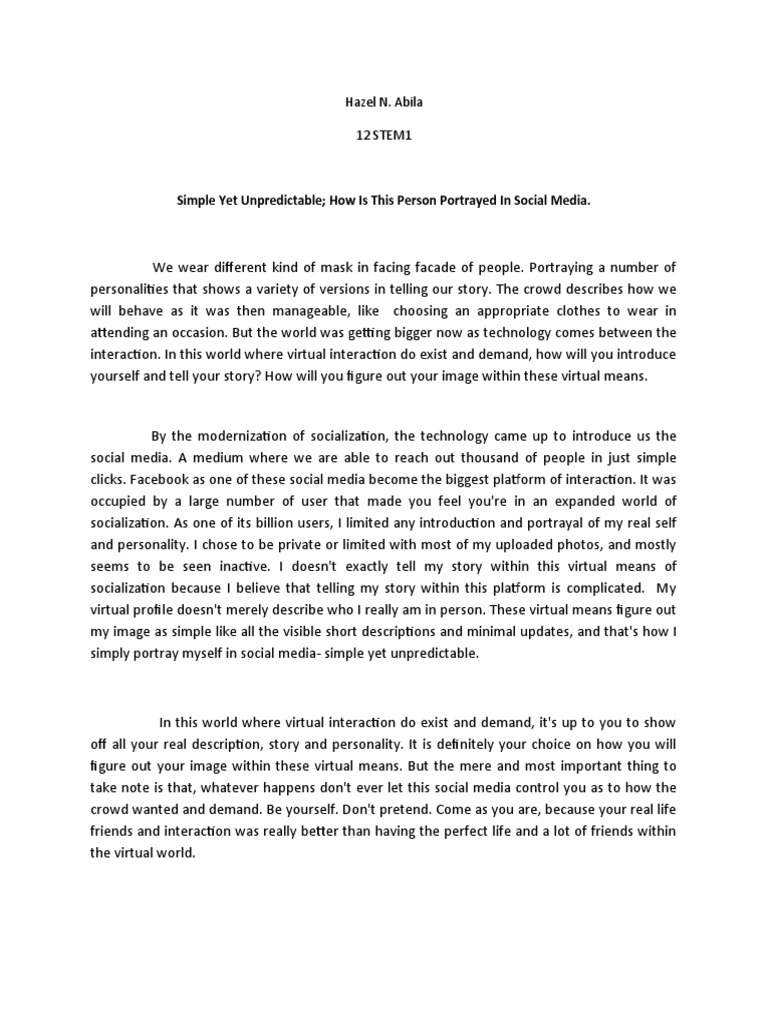 How Do I Portray Myself ESSAY | PDF | Social Science