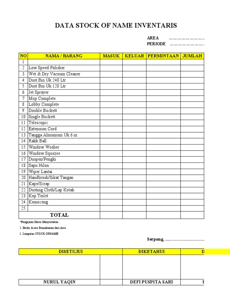 Data Stok Inventaris Barang | PDF