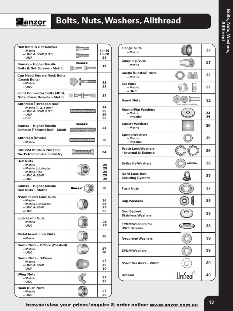 AU Catalogue Bolts, Nuts, Washers PDF PDF Screw Nut (Hardware)