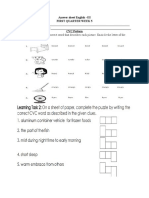 English answer sheet for CVC and two-syllable words