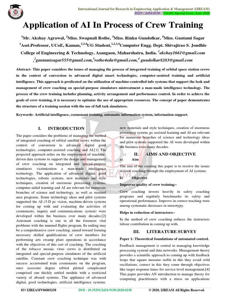 Application of AI in Process of Crew Training | PDF | Artificial ...