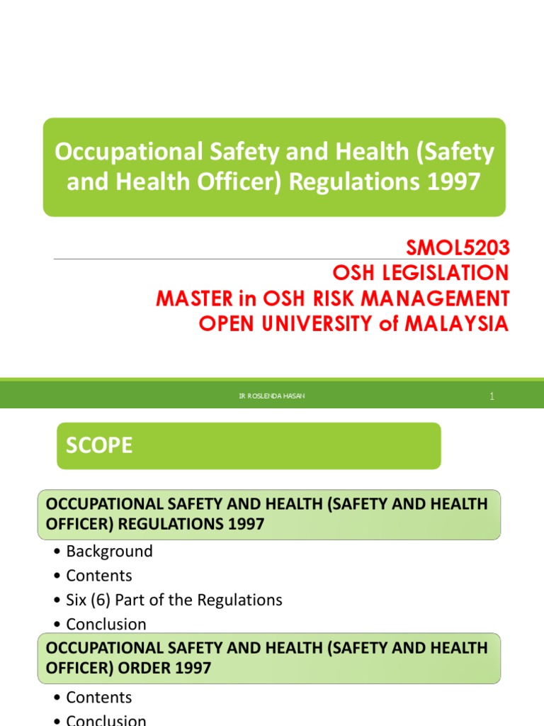 Safety and Health Officer Regulations 1997 PDF Occupational Safety