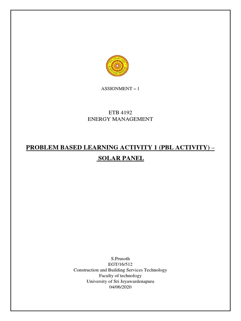 Assignment 1 Energy Management - Solar System | PDF | Photovoltaic ...