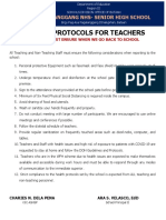 Health Protocols For Teachers: Pagalanggang Nhs-Senior High School