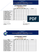 Attendance Sheet: Pagalanggang Nhs-Senior High School