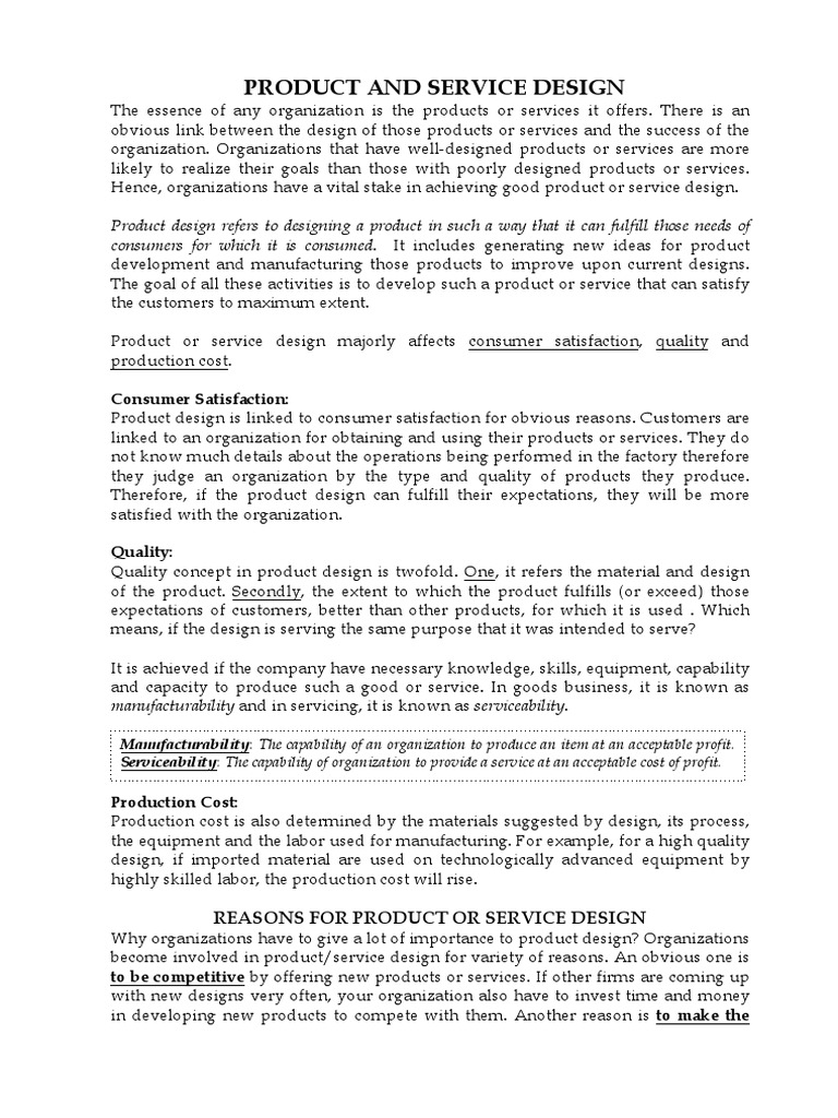 Importance of Product and Service Design | PDF | Product (Business ...
