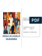 Impact of Covid-19 On Business: Subject - Business Environment Course Number: PSMBTC201