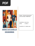 Impact of Covid-19 On Business: Subject - Business Environment Course Number: PSMBTC201