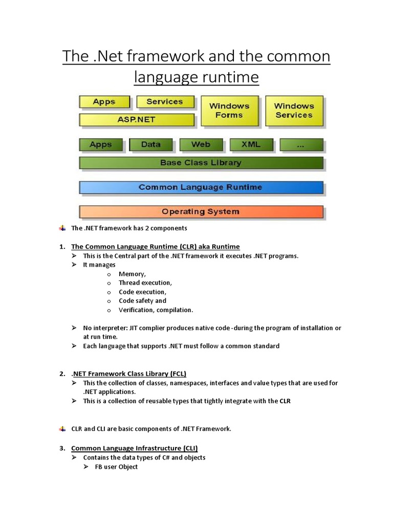 The Common Language Runtime (CLR) Aka Runtime | PDF | .Net Framework ...