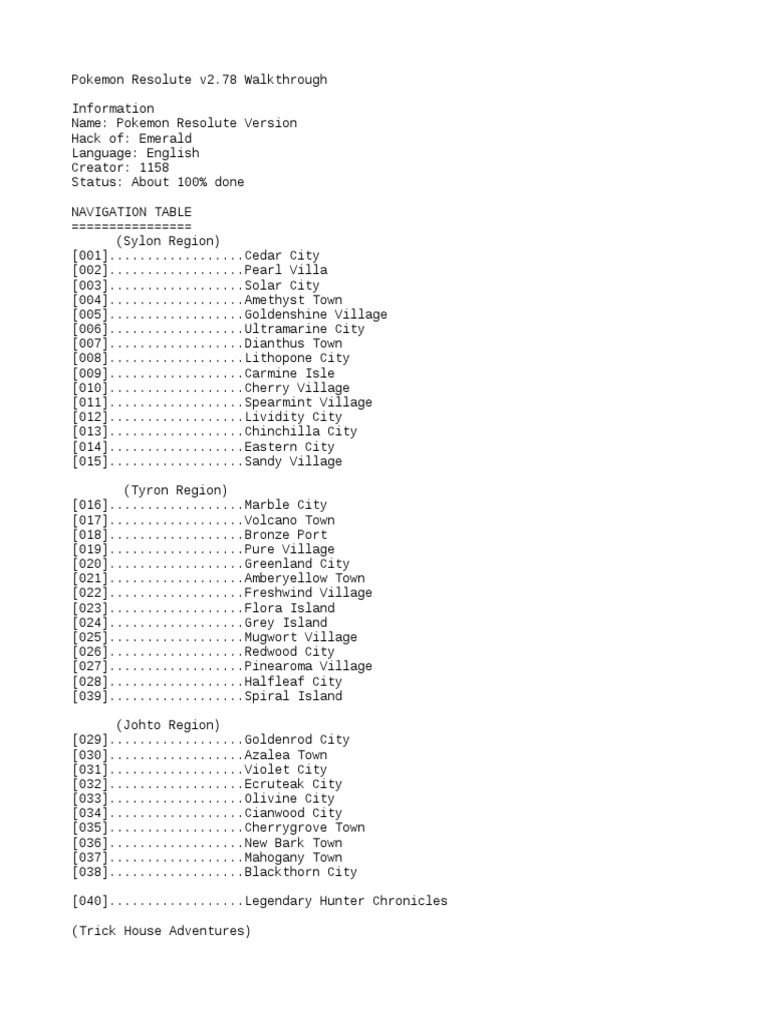 Pokemon Resolute v2.78 Walkthrough by Allen Chingonzoh | PDF | Nintendo  Franchises | Pokémon