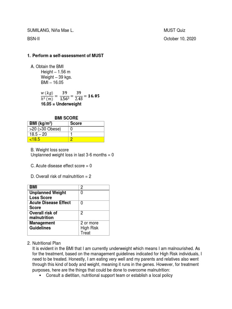 Malnutrition Universal Screening Tool | PDF | Wellness
